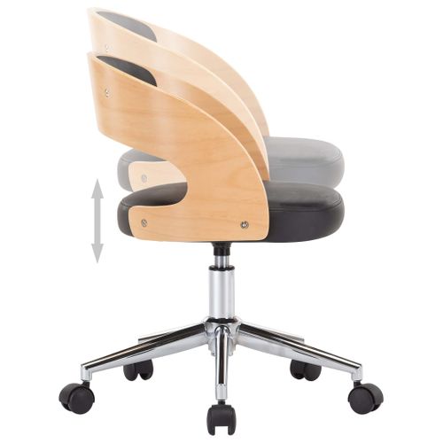Chaise Pivotante De Bureau Noir Bois Courbé Et Simili