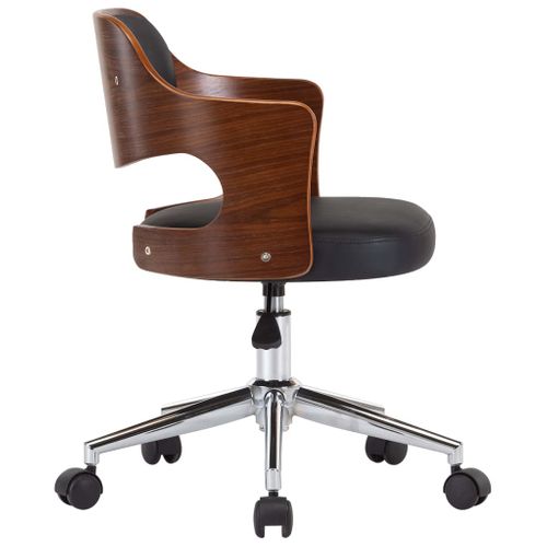 Chaise Pivotante De Bureau Noir Bois Courbé Et Simili