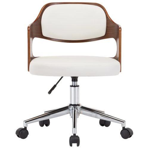 Chaise Pivotante De Bureau Blanc Bois Courbé Et Simili