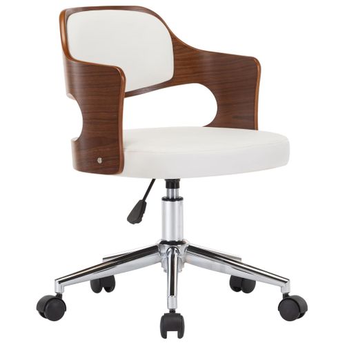Chaise Pivotante De Bureau Blanc Bois Courbé Et Simili