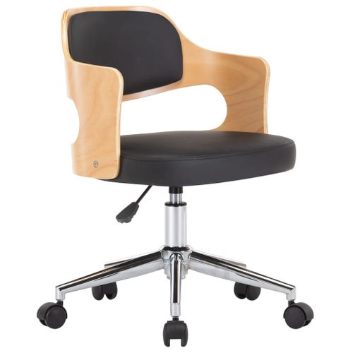 Chaise Pivotante De Bureau Noir Bois Courbé Et Simili