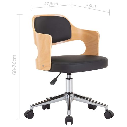 Chaise Pivotante De Bureau Noir Bois Courbé Et Simili