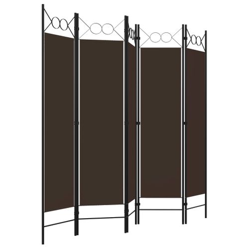 Cloison De Séparation 5 Panneaux Marron 200x180 Cm