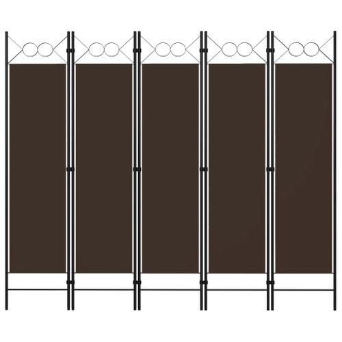 Cloison De Séparation 5 Panneaux Marron 200x180 Cm