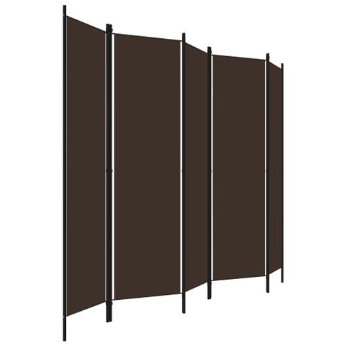 Cloison De Séparation 5 Panneaux Marron 250x180 Cm