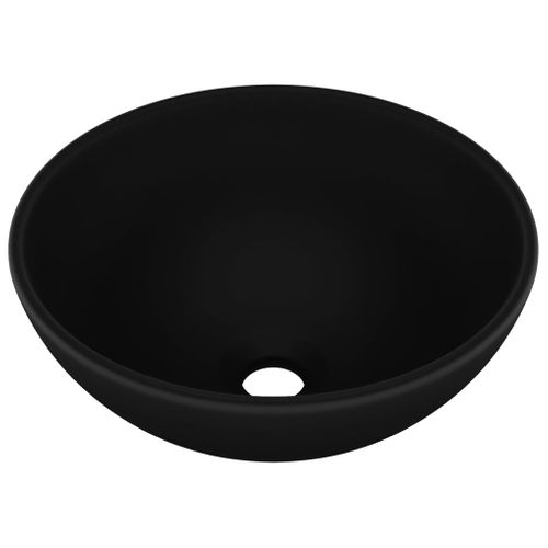 Lavabo Rond De Salle De Bain Noir Mat 32,5x14 Cm Céramique