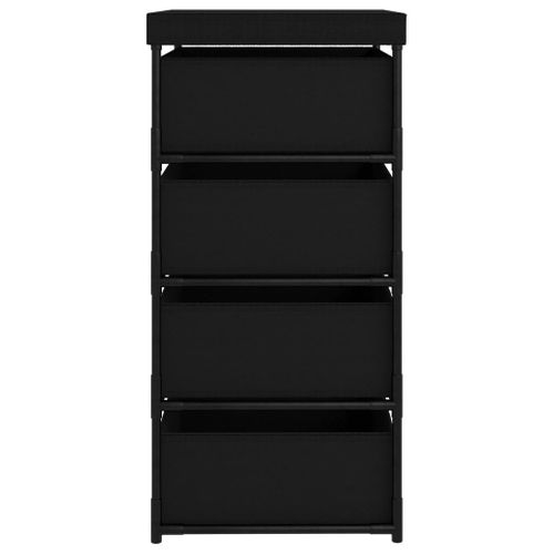Étagère De Rangement Avec 4 Paniers En Tissu Acier Noir