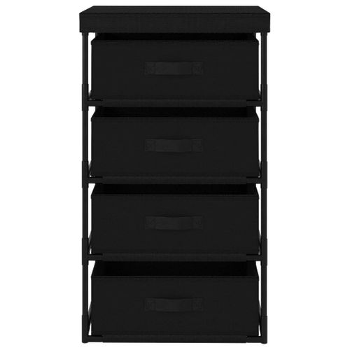 Étagère De Rangement Avec 4 Paniers En Tissu Acier Noir