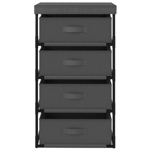 Étagère De Rangement Avec 4 Paniers En Tissu Acier Gris