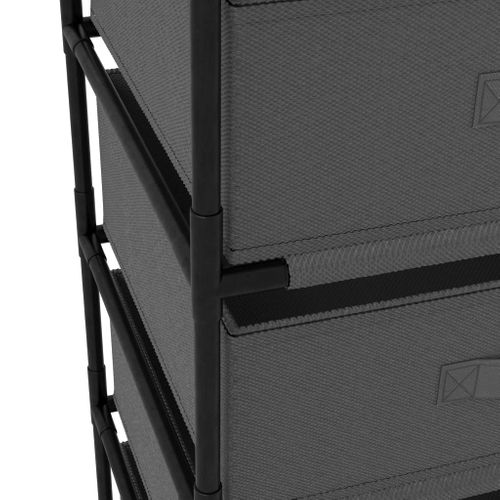 Étagère De Rangement Avec 4 Paniers En Tissu Acier Gris