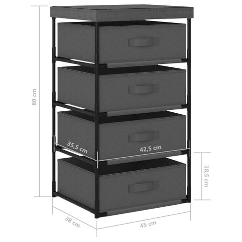 Étagère De Rangement Avec 4 Paniers En Tissu Acier Gris