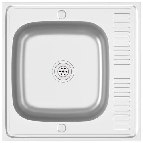 Jeu D'évier De Cuisine Et Égouttoir Argenté 600x600x155 Mm Inox