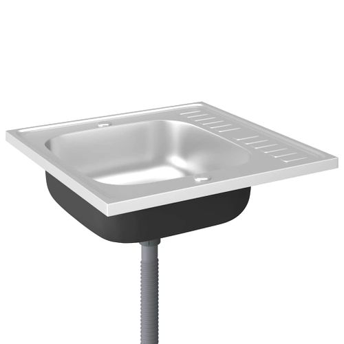 Jeu D'évier De Cuisine Et Égouttoir Argenté 600x600x155 Mm Inox