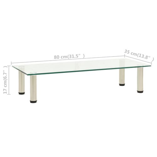 Meuble TV Transparent 80x35x17 Cm Verre Trempé