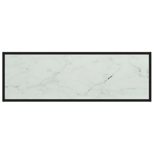 Meuble TV Noir Avec Verre Marbre Blanc 120x40x40 Cm