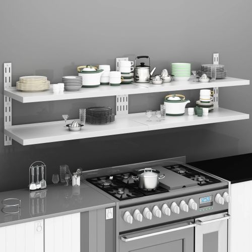 Étagères Murales Flottantes à 2 Niveaux 2 Pièces Inox 200x30 Cm