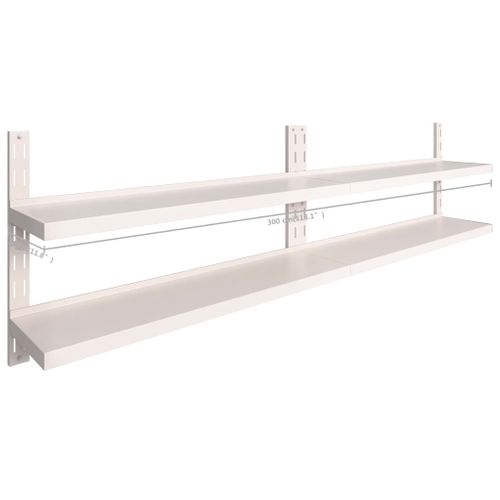 Étagères Murales Flottantes à 2 Niveaux 2 Pièces Inox 300x30 Cm