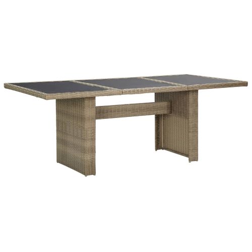 Table à Manger Marron 200x100x74 Cm Verre Et Résine Tressée