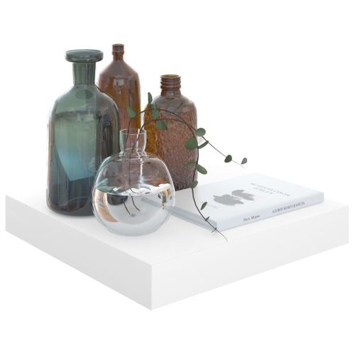 Étagère Murale Flottante 4 Pièces Blanc Brillant 23x23,5x3,8cm Mdf