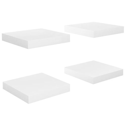 Étagère Murale Flottante 4 Pièces Blanc Brillant 23x23,5x3,8cm Mdf
