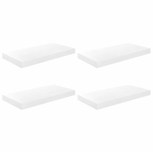 Étagère Murale Flottante 4 Pièces Blanc Brillant 50x23x3,8 Cm Mdf