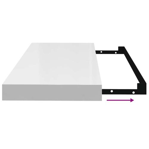 Étagère Murale Flottante 4 Pièces Blanc Brillant 60x23,5x3,8cm Mdf