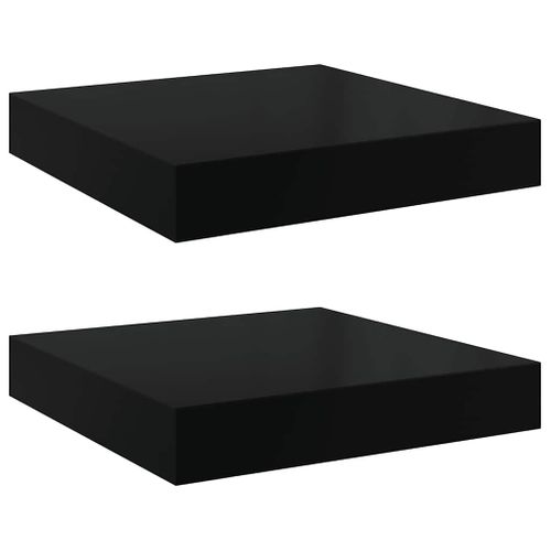 Étagère Murale Flottante 2 Pièces Noir Brillant 23x23,5x3,8 Cm Mdf