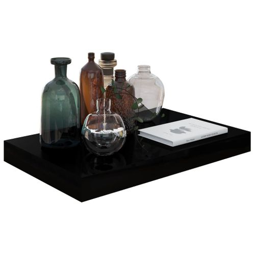 Étagère Murale Flottante 2 Pièces Noir Brillant 40x23x3,8 Cm Mdf