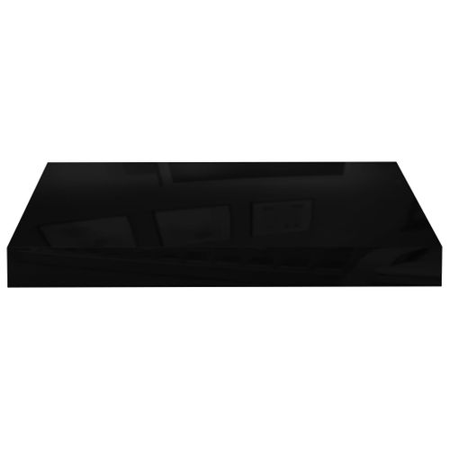 Étagère Murale Flottante 2 Pièces Noir Brillant 40x23x3,8 Cm Mdf
