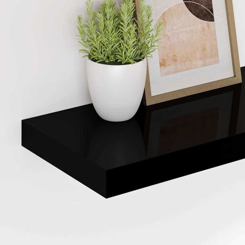 Étagère Murale Flottante Noir Brillant 80x23,5x3,8 Cm Mdf