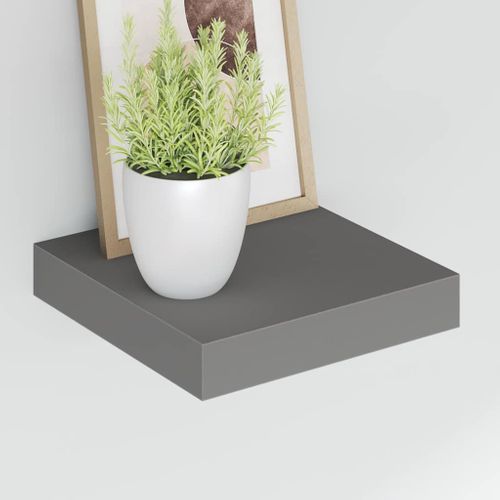 Étagère Murale Flottante 4 Pièces Gris Brillant 23x23,5x3,8 Cm Mdf
