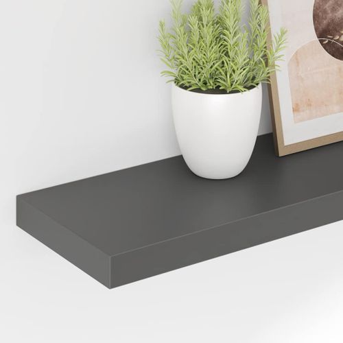 Étagère Murale Flottante 2 Pièces Gris Brillant 80x23,5x3,8 Cm Mdf