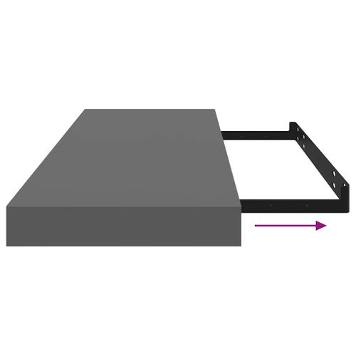 Étagère Murale Flottante 2 Pièces Gris Brillant 80x23,5x3,8 Cm Mdf