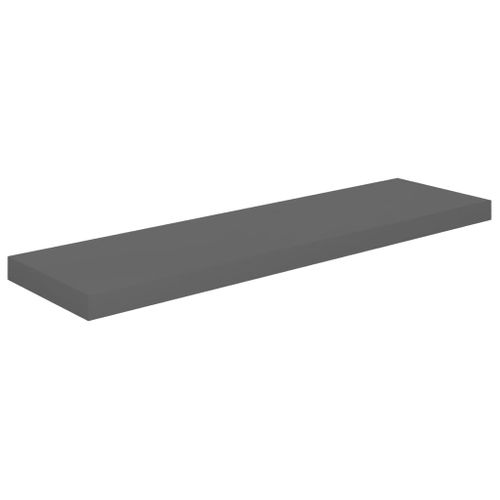 Étagère Murale Flottante 2 Pièces Gris Brillant 90x23,5x3,8 Cm Mdf
