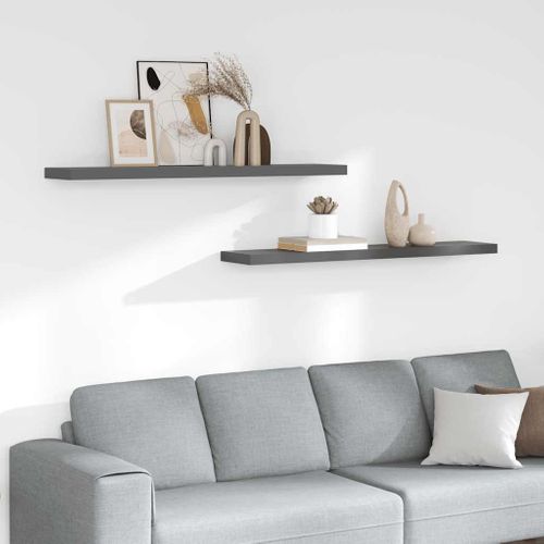 Étagères Murales Flottantes 2 Pièces Gris Brillant 120x23,5x3,8 Cm