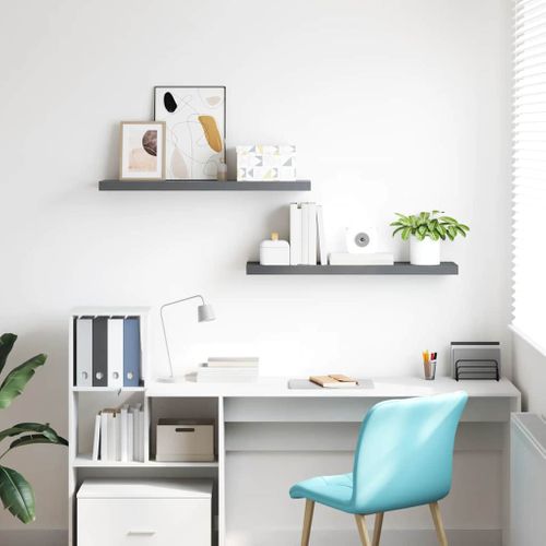 Étagères Murales Flottantes 2 Pièces Gris Brillant 120x23,5x3,8 Cm