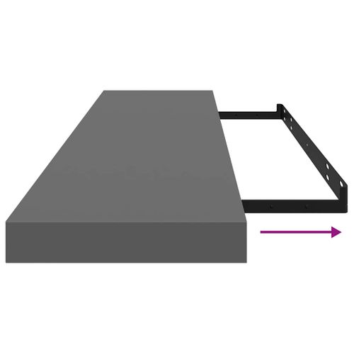 Étagères Murales Flottantes 2 Pièces Gris Brillant 120x23,5x3,8 Cm