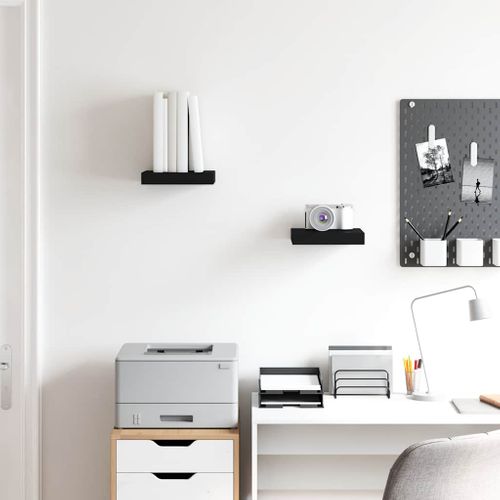 Étagères Murales Flottantes 2 Pièces Noir 23x23,5x3,8 Cm Mdf