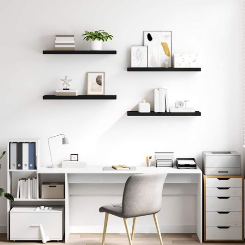 Étagères Murales Flottantes 4 Pièces Noir 80x23,5x3,8 Cm Mdf