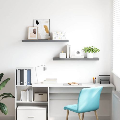 Étagères Murales Flottantes 2 Pièces Gris 90x23,5x3,8 Cm Mdf