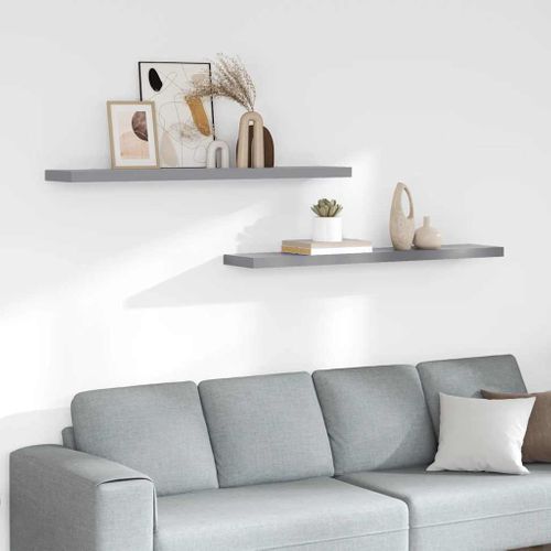 Étagères Murales Flottantes 2 Pièces Gris 120x23,5x3,8 Cm Mdf