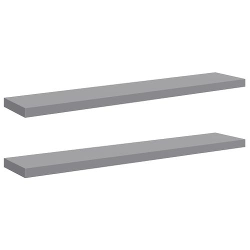 Étagères Murales Flottantes 2 Pièces Gris 120x23,5x3,8 Cm Mdf