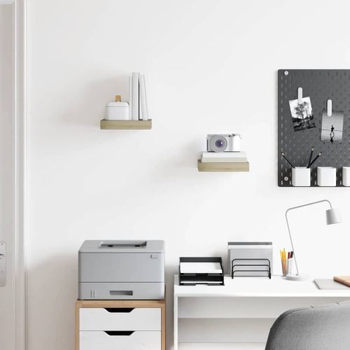 Étagères Murales Flottantes 2 Pièces Chêne 23x23,5x3,8 Cm Mdf