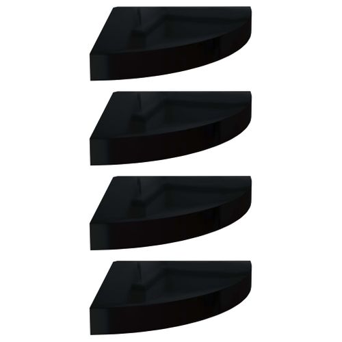Étagères D'angle Flottantes 4 Pièces Noir Brillant 25x25x3,8cm Mdf