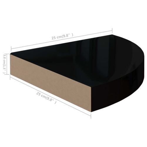 Étagères D'angle Flottantes 4 Pièces Noir Brillant 25x25x3,8cm Mdf