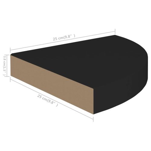 Étagère D'angle Flottante Noir 25x25x3,8 Cm Mdf