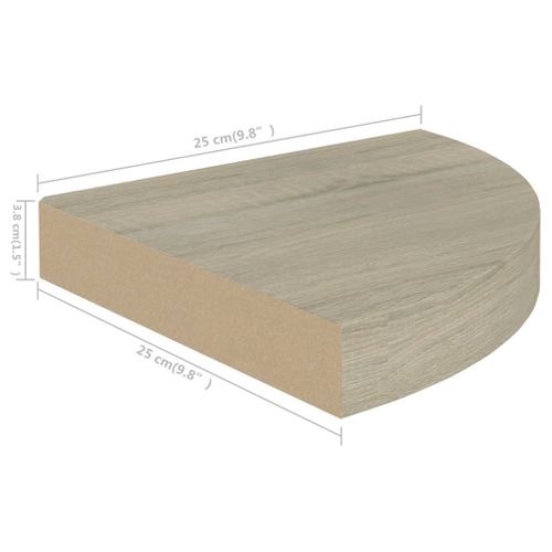 Étagères D'angle Flottantes 2 Pièces Chêne 25x25x3,8 Cm Mdf
