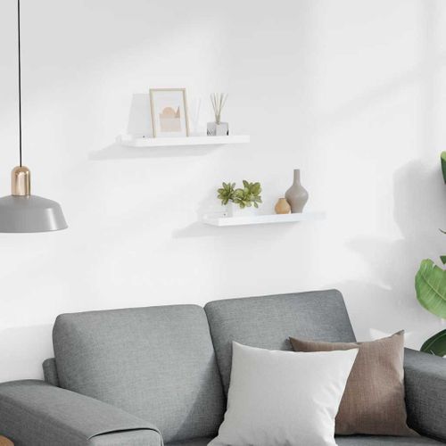 Étagères à Rebord Pour Cadre Photo 2 Pièces Blanc 40x9x3 Cm Mdf