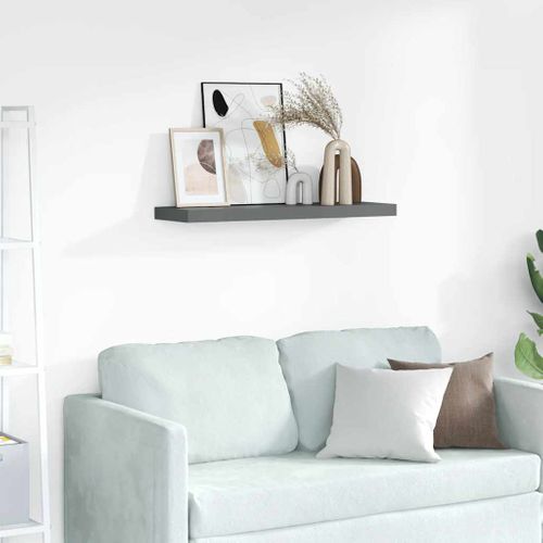 Étagères à Rebord Pour Cadre Photo 2 Pièces Gris 80x9x3 Cm Mdf