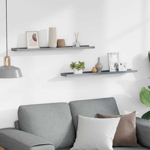 Étagères à Rebord Pour Cadre Photo 2 Pièces Gris 80x9x3 Cm Mdf